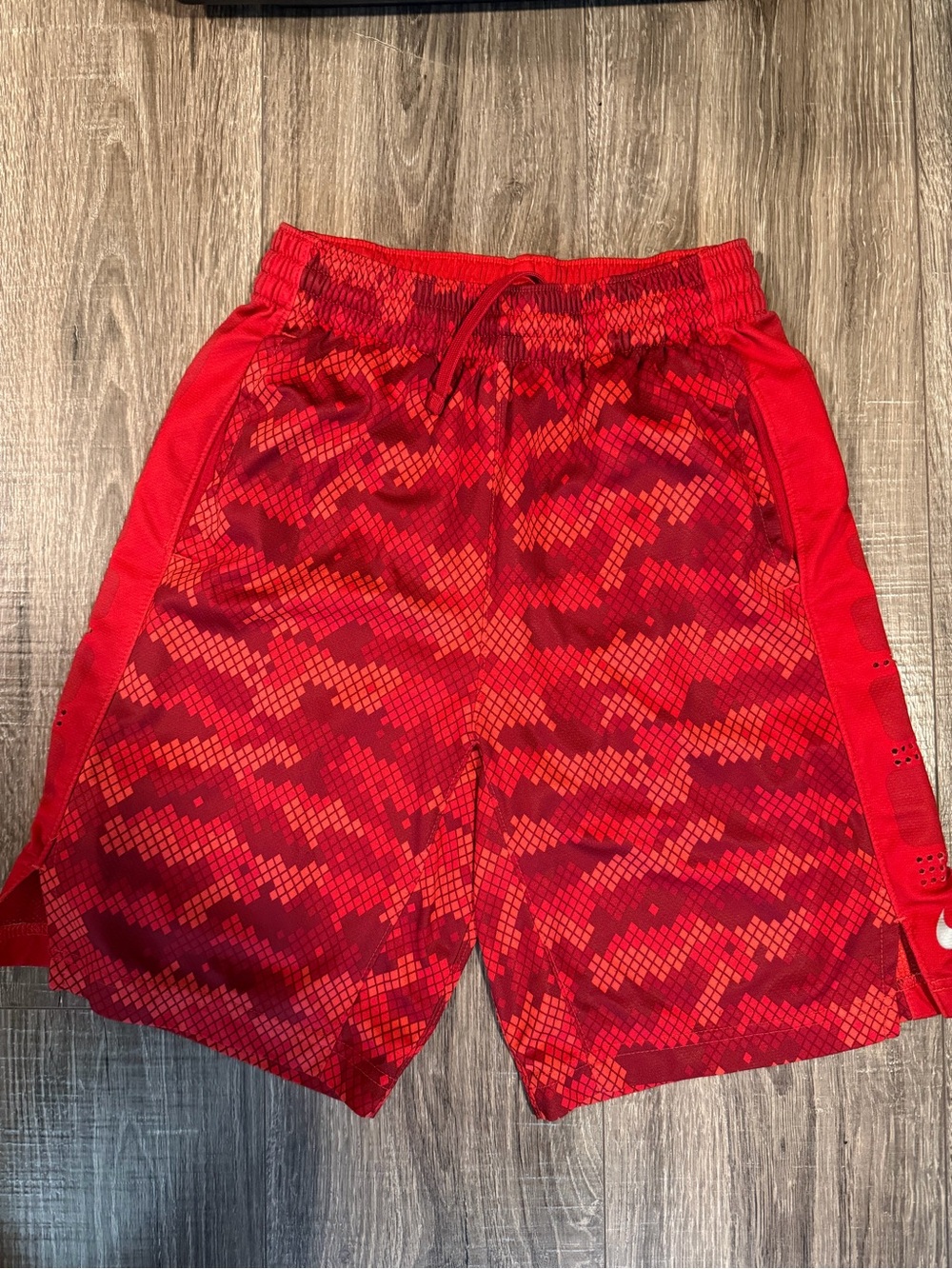 Nike Red Pixel Camo Athletic Shorts Kids Large